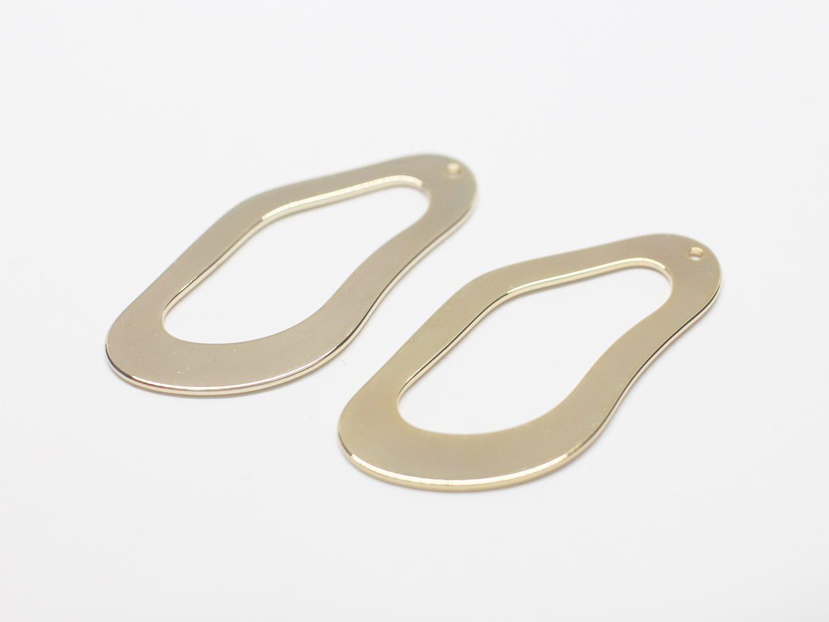 [P0968]2pcs/Uneven Ellipse Pendant/Brass/Gold/42.5x20mm