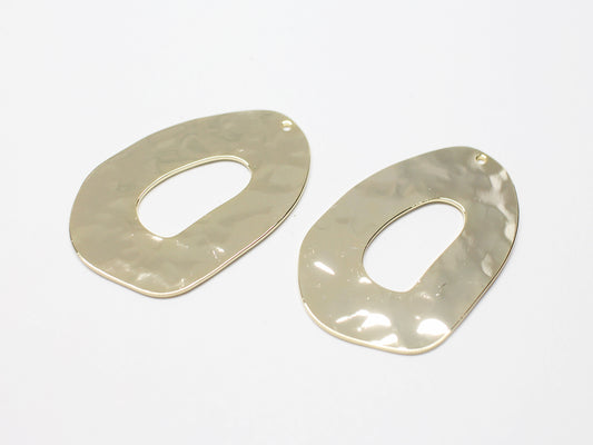 [P0969]2pcs/Large Hammered Open Oval Pendant/Brass/Gold/42.5x20mm