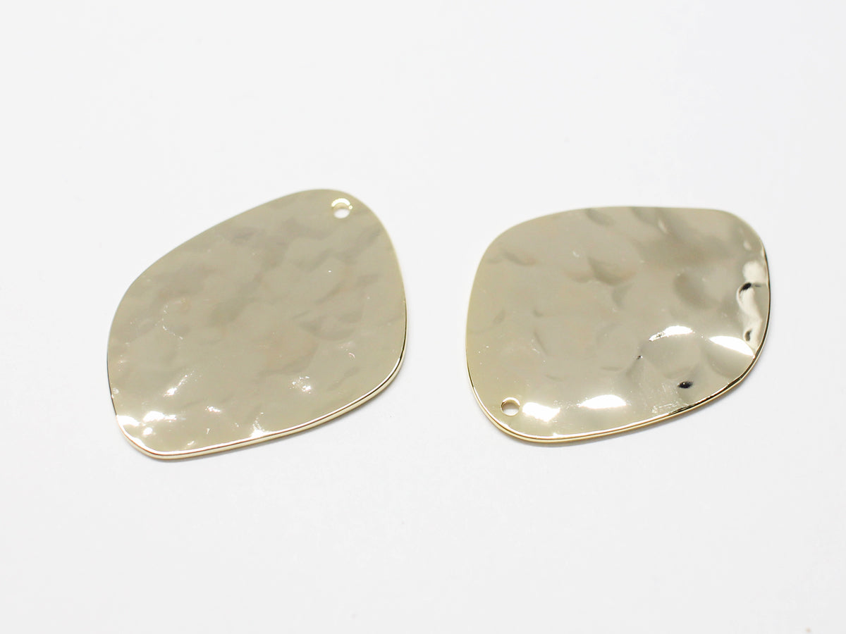 [P0970]2pcs/Large Hammered Rhombus Pendant/Brass/Gold/31x25.5mm