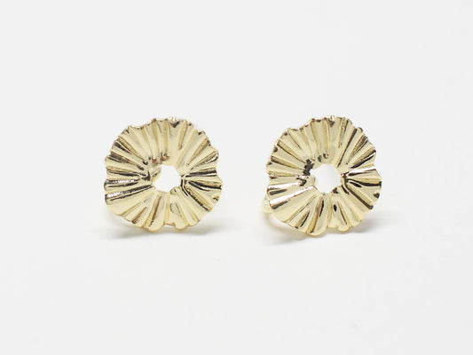 [E0339]/1 pair/Tiny Wrinkled Circle Earrings/Brass/Gold plated/8.8mm