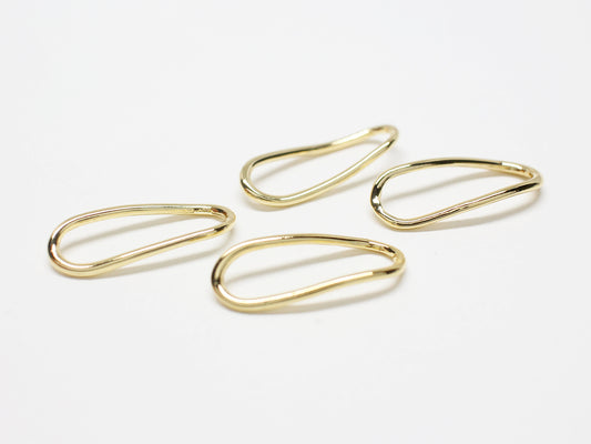 [P0979]4pcs/Twisted Oval Ring Pendant Connector/Brass/ Gold/21.7 x9 mm