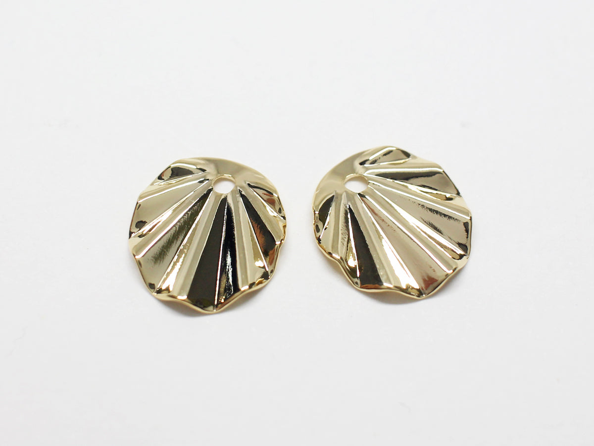 [P0981]2pcs/Mini Scallop Pendant/Brass/Gold/13.7x12.7mm