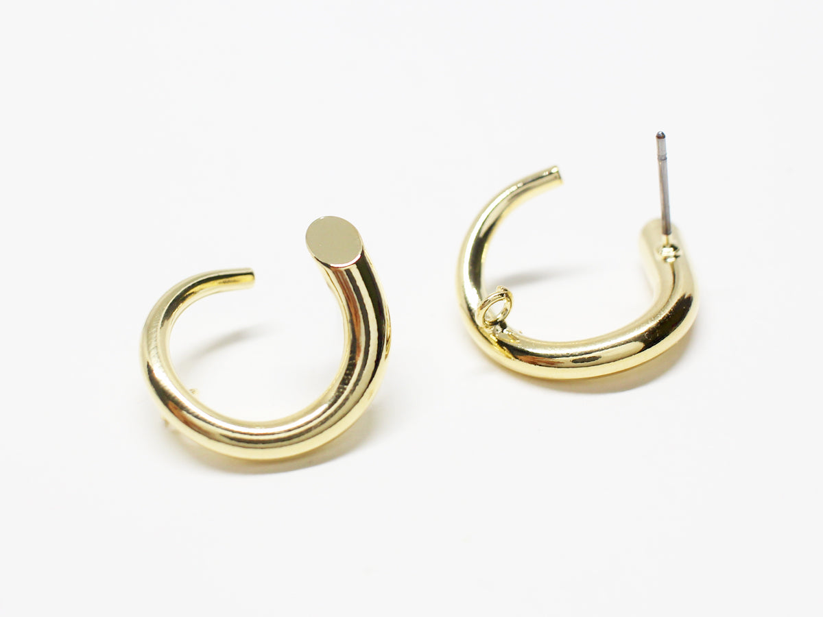 [E0344]/1 pair/Horn Earrings /Brass/Gold plated/19x18mm