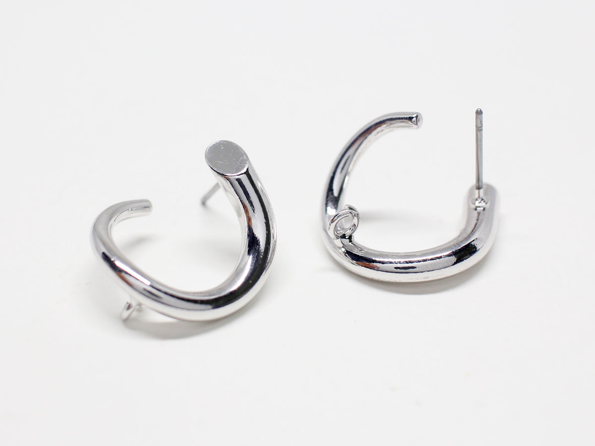 [E0344]/1 pair/Horn Earrings /Brass/Rhodium plated/19x18mm