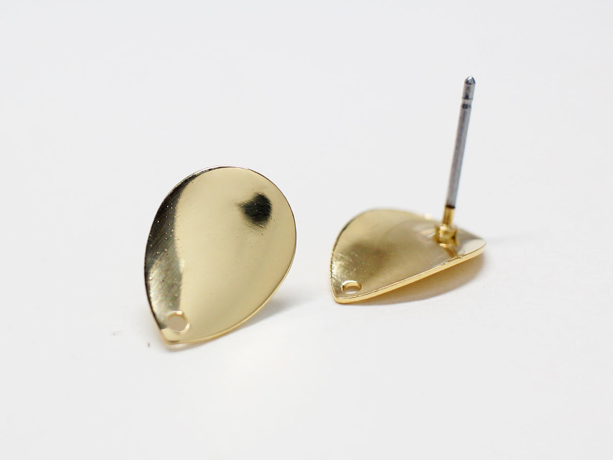 [E0345]/1 pair/Reverse Drop Earrings /Steel/Gold plated/12.5x9mm