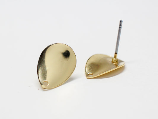 [E0345]/1 pair/Reverse Drop Earrings /Steel/Gold plated/12.5x9mm