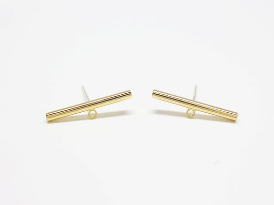 [E0350]/1 pair/Cylinder Bar Earrings/Brass/Gold plated/20x4mm