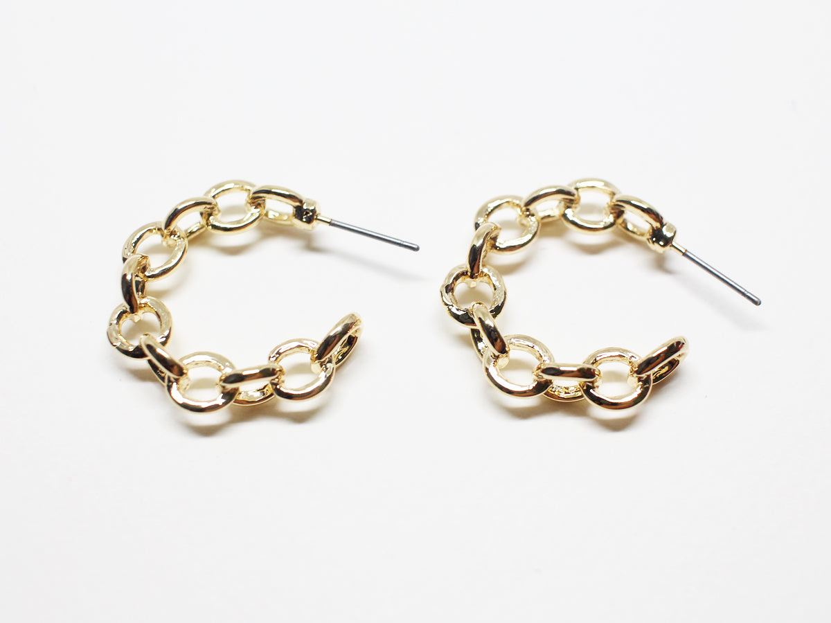 [E0354]/1 pair/Vertical Chain Earrings/Zinc Alloy/Gold plated/25x23mm