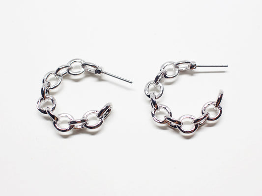 [E0354]/1 pair/Vertical Chain Earrings/Zinc Alloy/Rhodium plated/25x23mm