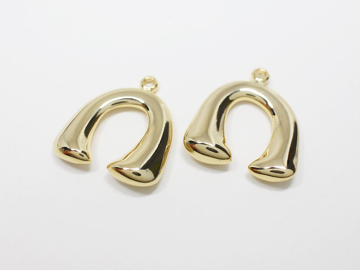 [P0988]2pcs/Horseshoe Pendant/Brass/Gold/20.3x19mm