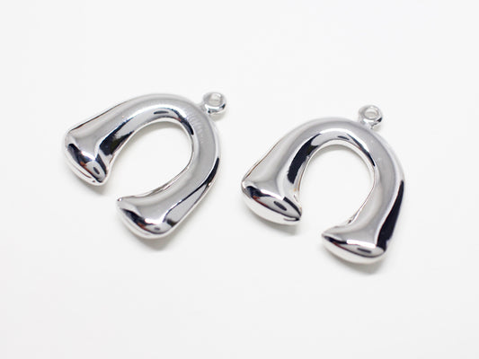 [P0988]2pcs/Horseshoe Pendant/Brass/Rhodium/20.3x19mm