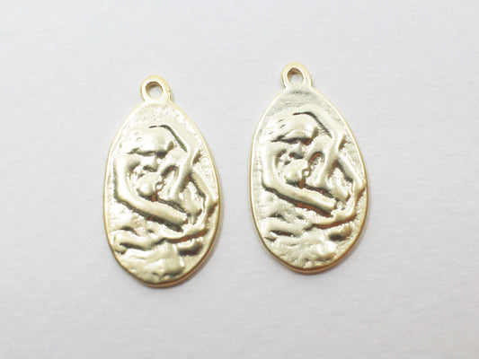 [P0992]2pcs/Mary and Baby Jesus Pendant/Brass/Matte Gold/21.5X11.7mm