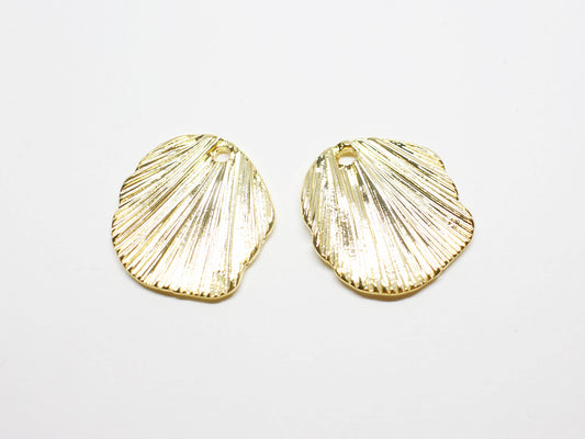 [P0993]2pcs/Flat Scallop Pendant Small/Brass/Gold/22.7x20.8mm