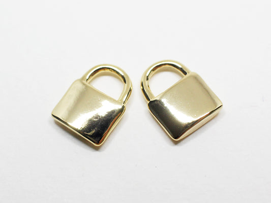 [P0994]2pcs/Mini Lock Pendant/Brass/Gold/11.5x9mm