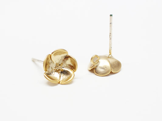 [E0359]/1 pair/Small Flower Earrings/Brass/Matte Gold plated/8mm