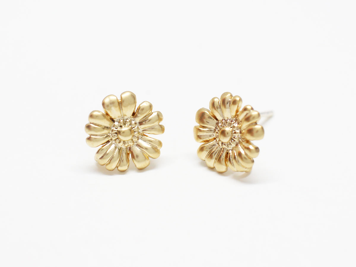 [E0360]/1 pair/Cosmos Earrings/Brass/Matte Gold plated/8.7mm