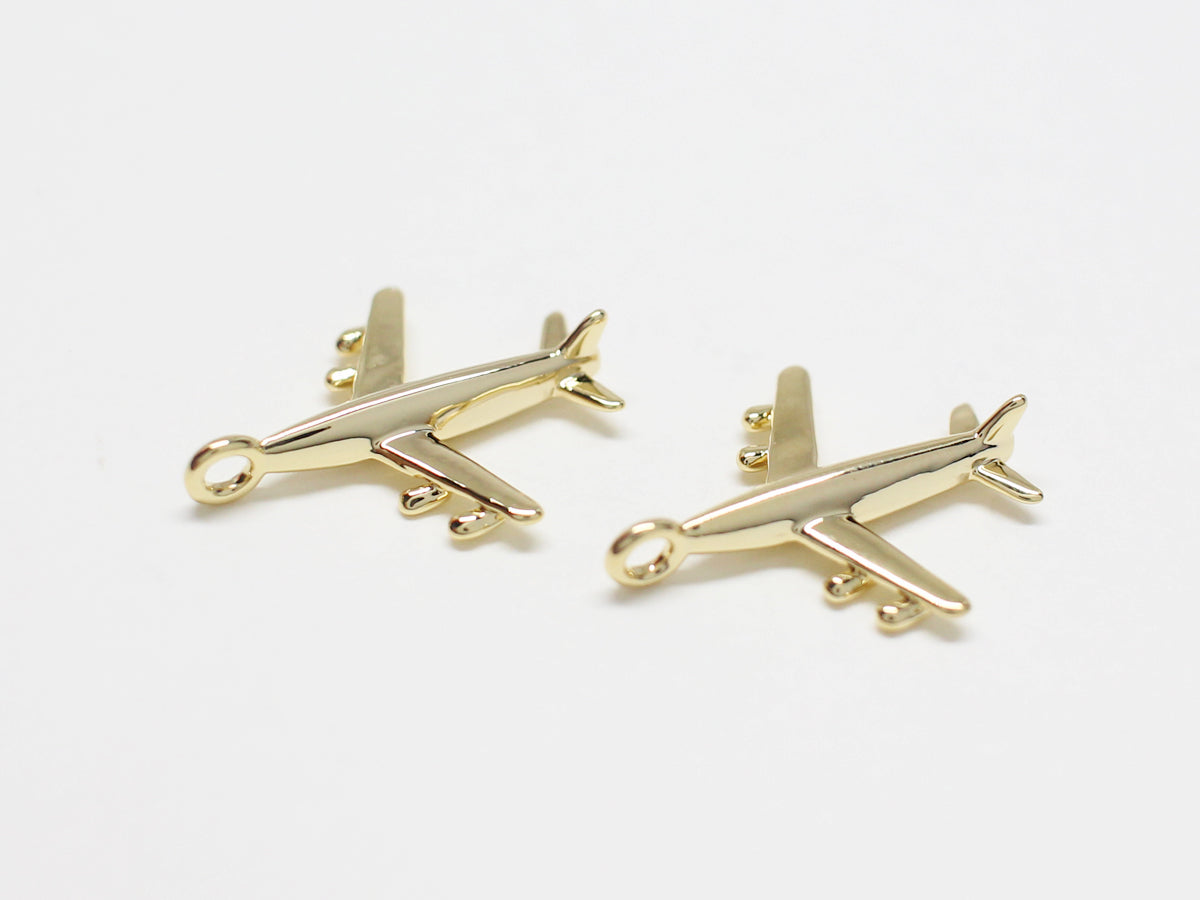 [P0998]2pcs/Airplane Pendant/Brass/Gold/15x12.2mm