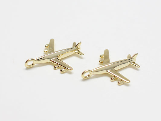 [P0998]2pcs/Airplane Pendant/Brass/Gold/15x12.2mm