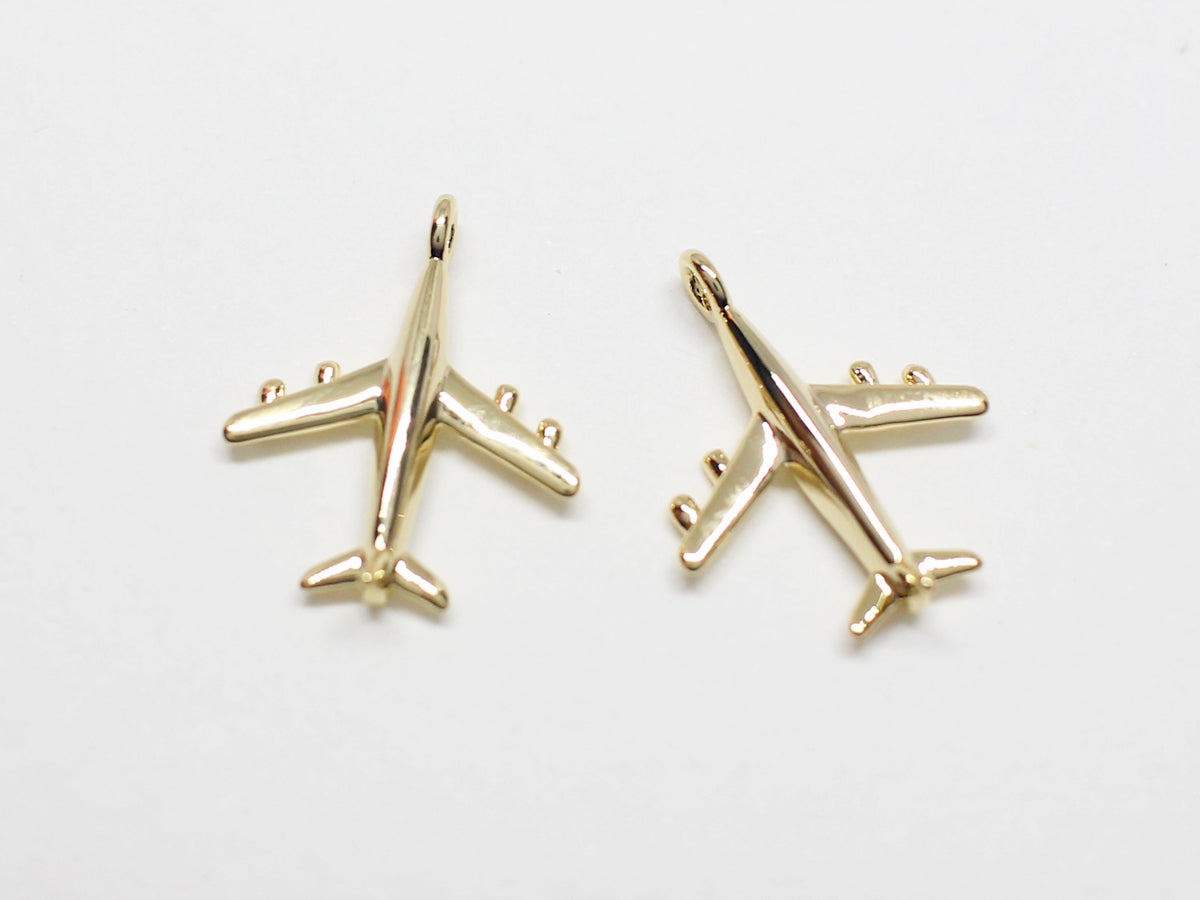 [P0998]2pcs/Airplane Pendant/Brass/Gold/15x12.2mm