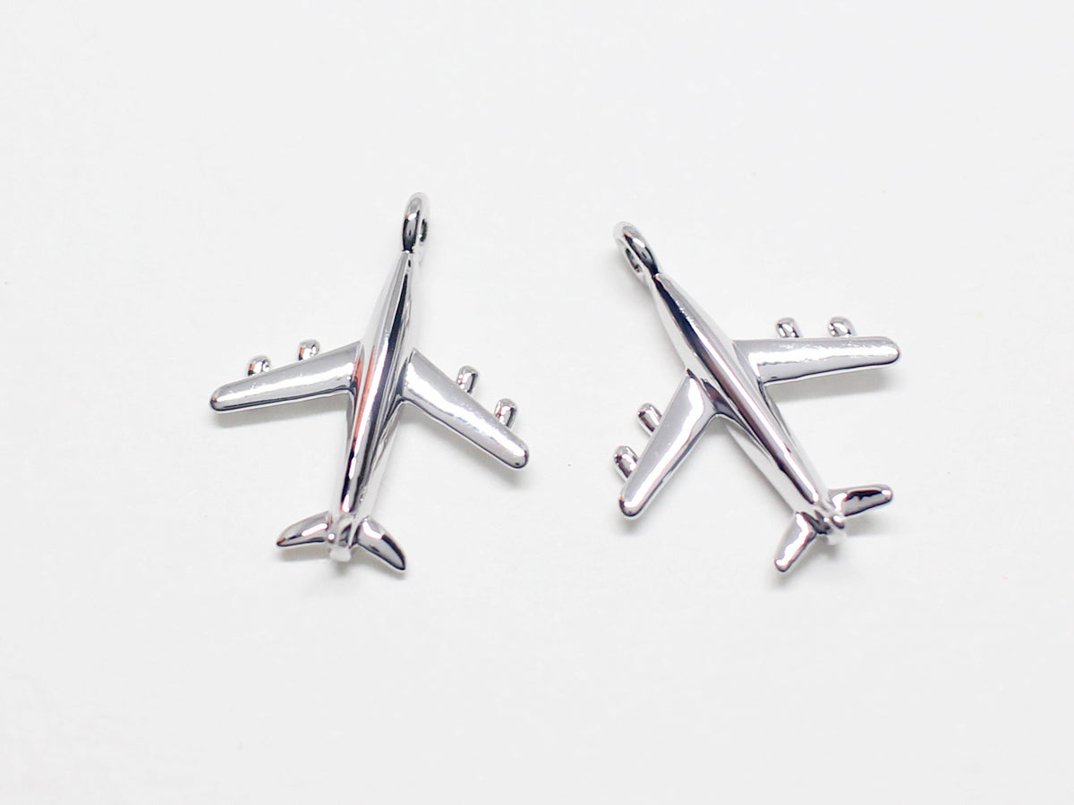 [P0998]2pcs/Airplane Pendant/Brass/ Rhodium/15x12.2mm