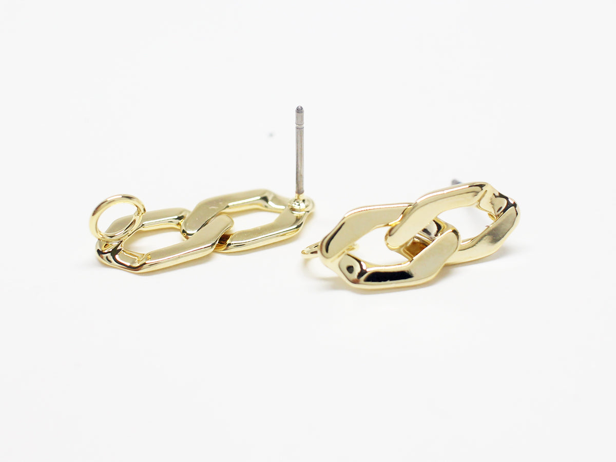 [E0362]/1 pair/Mini Chain Earrings/ Brass/Gold plated/20x7mm