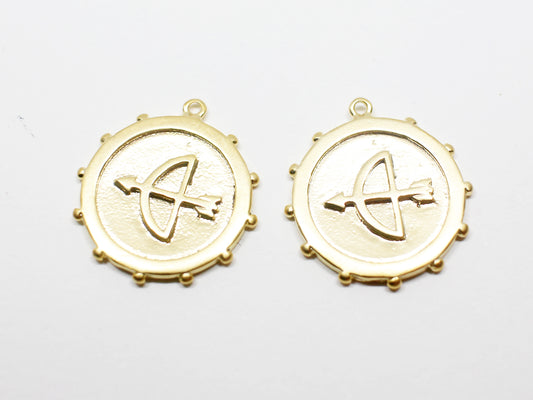 [P1008]2pcs/bow and arrow Pendant/Brass /Matte Gold/18.5mm