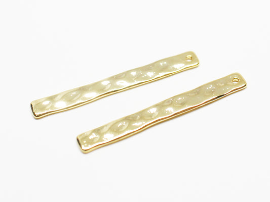 [P1009]2pcs/Hammered Bar Pendant/Brass /Gold/32x4mm