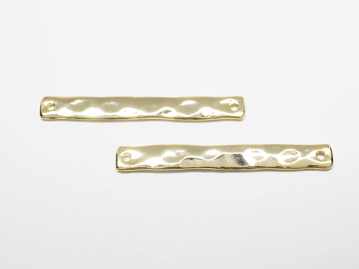 [P1009-1]2pcs/Hammered Bar Connector/Brass /Gold/32x4mm