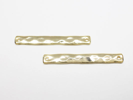 [P1009-1]2pcs/Hammered Bar Connector/Brass /Gold/32x4mm