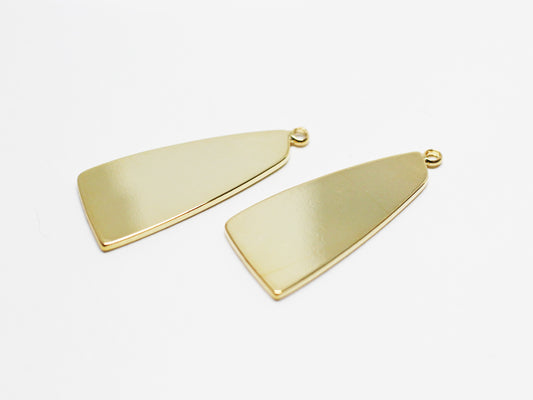 [P1016]2pcs/Flat Trapezoid Pendant/Brass /Gold/29x12mm