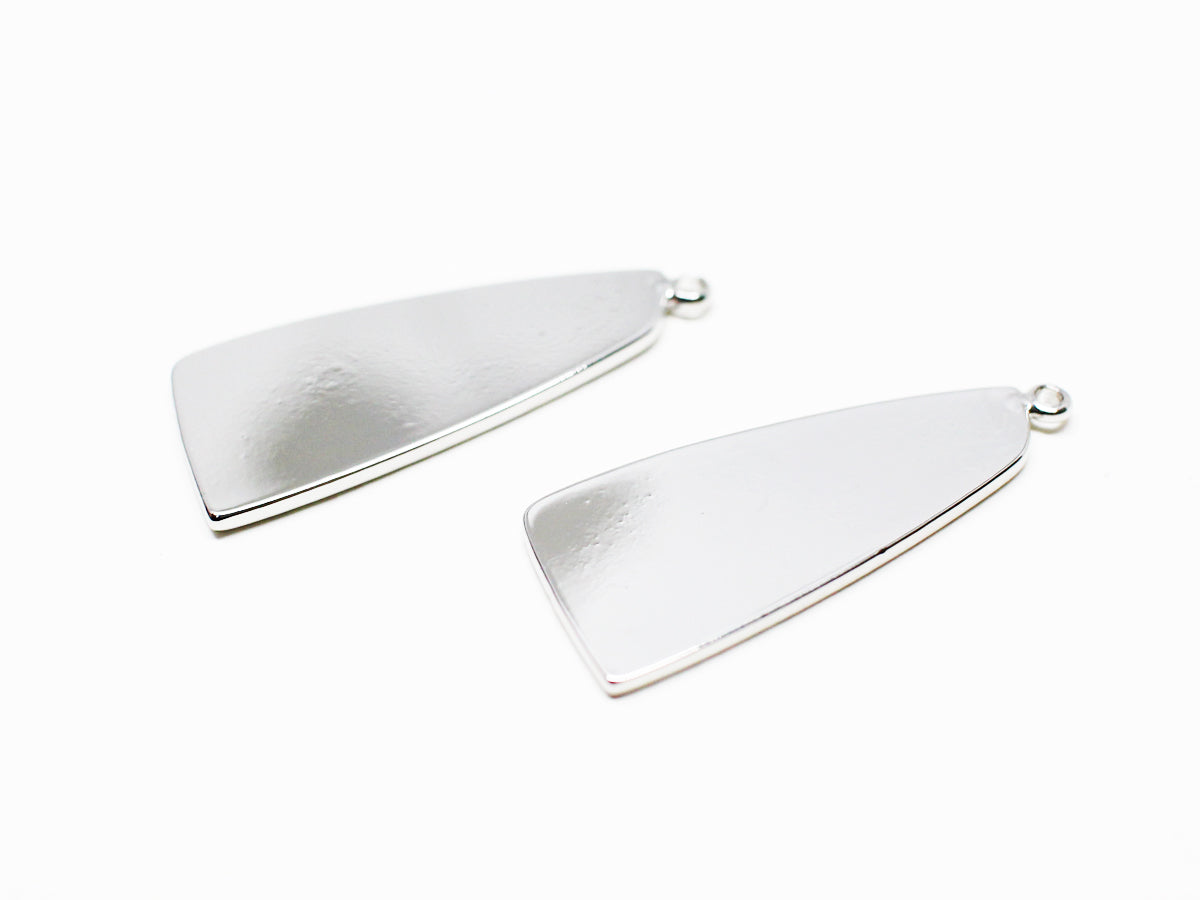 [P1016]2pcs/Flat Trapezoid Pendant/Brass /Rhodium/29x12mm