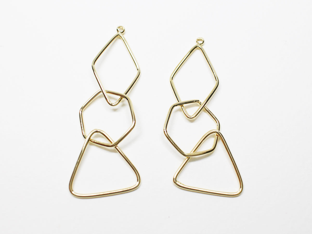 [P1015]2pcs/Multi Figure Dangle Pendant/Brass /Gold/26x14mm(rhombus),15.5mm(hexagon)17.5x19mm(triangle)