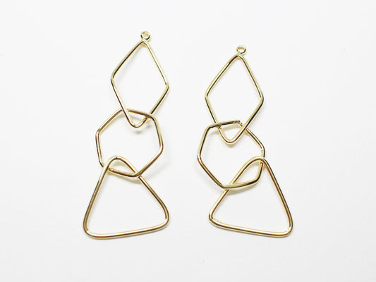 [P1015]2pcs/Multi Figure Dangle Pendant/Brass /Gold/26x14mm(rhombus),15.5mm(hexagon)17.5x19mm(triangle)