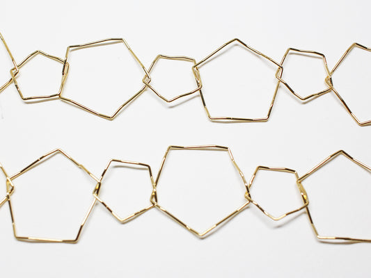 [N0049]/ 1m / Large Pentagon chain/Brass/Gold plated/33x34mm,21X22mm