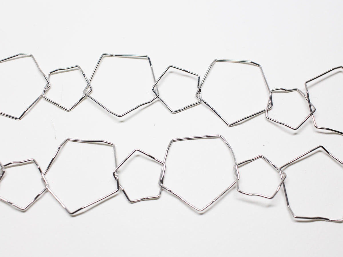 [N0049]/ 1m / Large Pentagon chain/Brass/Rhodium plated/33x34mm,21X22mm