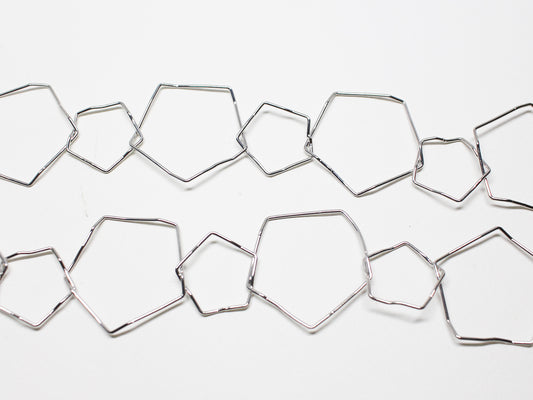 [N0049]/ 1m / Large Pentagon chain/Brass/Rhodium plated/33x34mm,21X22mm