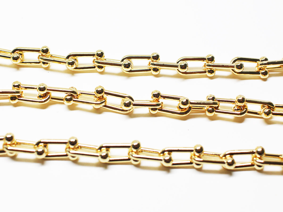 [N0050/ 1m / Large Clip chain/Brass/Gold plated/8.5x15.5mm