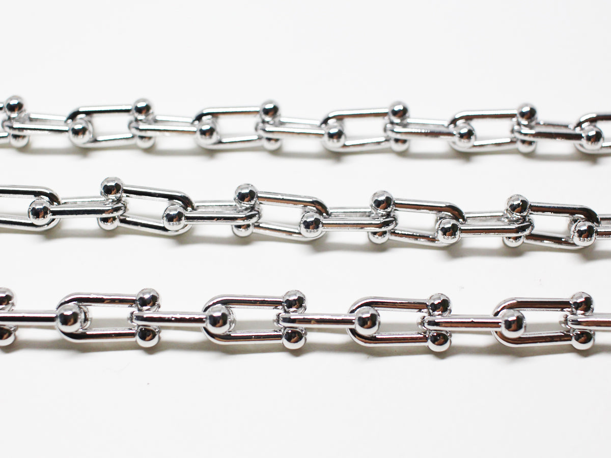 [N0050/ 1m / Large Clip chain/Brass/Rhodium plated/8.5x15.5mm