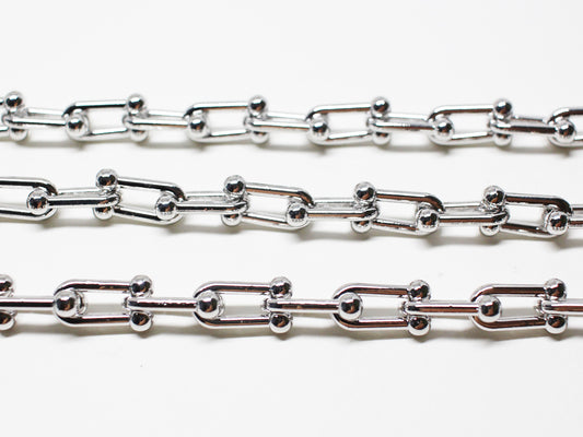 [N0050/ 1m / Large Clip chain/Brass/Rhodium plated/8.5x15.5mm