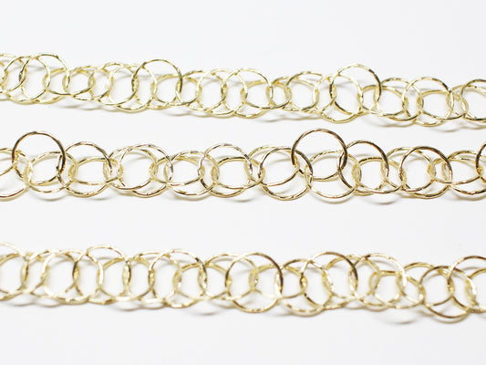 [N0052/ 1m /Multi Circle chain/Brass/Gold plated/9.5mm