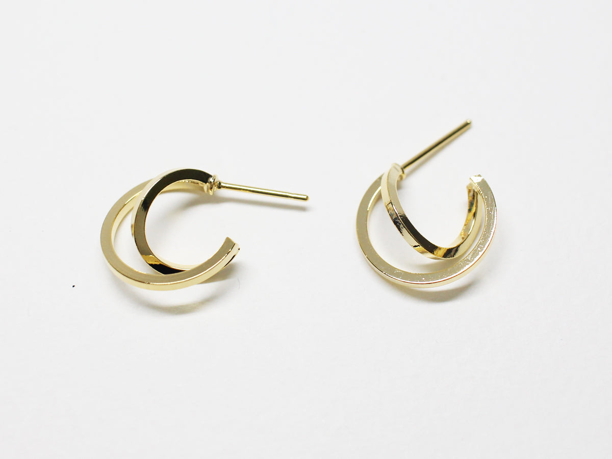 [E0365]/1 pair/Open Sphere Earrings/ Brass/Gold plated/14.5mm