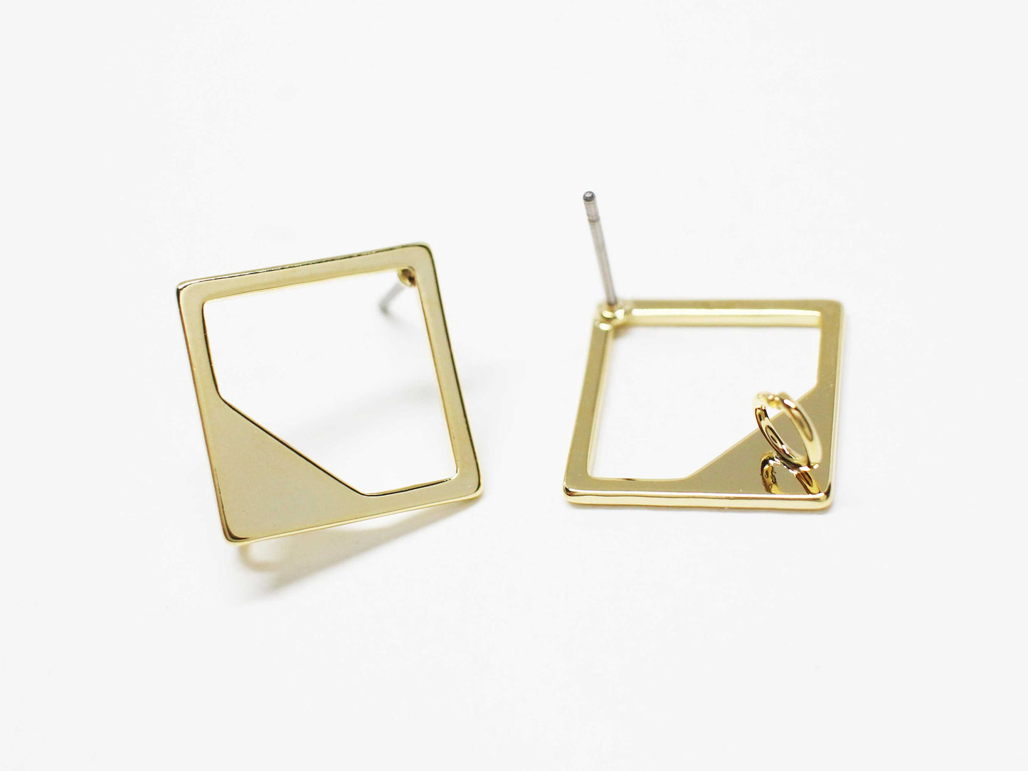 [E0369]/1 pair/Open Rhombus Earrings/Brass/Gold plated/20.5mm