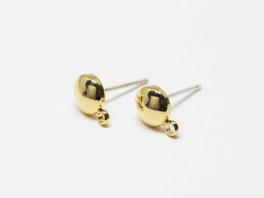 [E0368]/1 pair/Circle Earrings/Brass/Gold plated/6mm