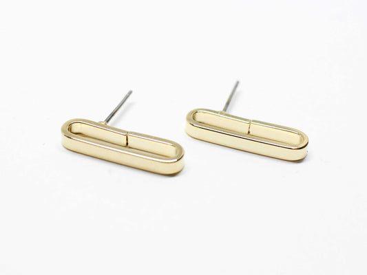 [E0373]/1 pair/Clip Earrings/Brass/Gold plated/20x2.7mm