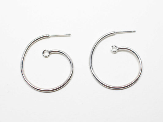 [E0374]/1 pair/Snail Earrings/Brass/Rhodium plated/30x25mm