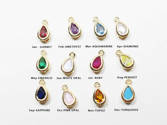 [P1020]2pcs/Birthstone Cubic Drop Charm Pendant/Brass/Gold/5.3x10mm