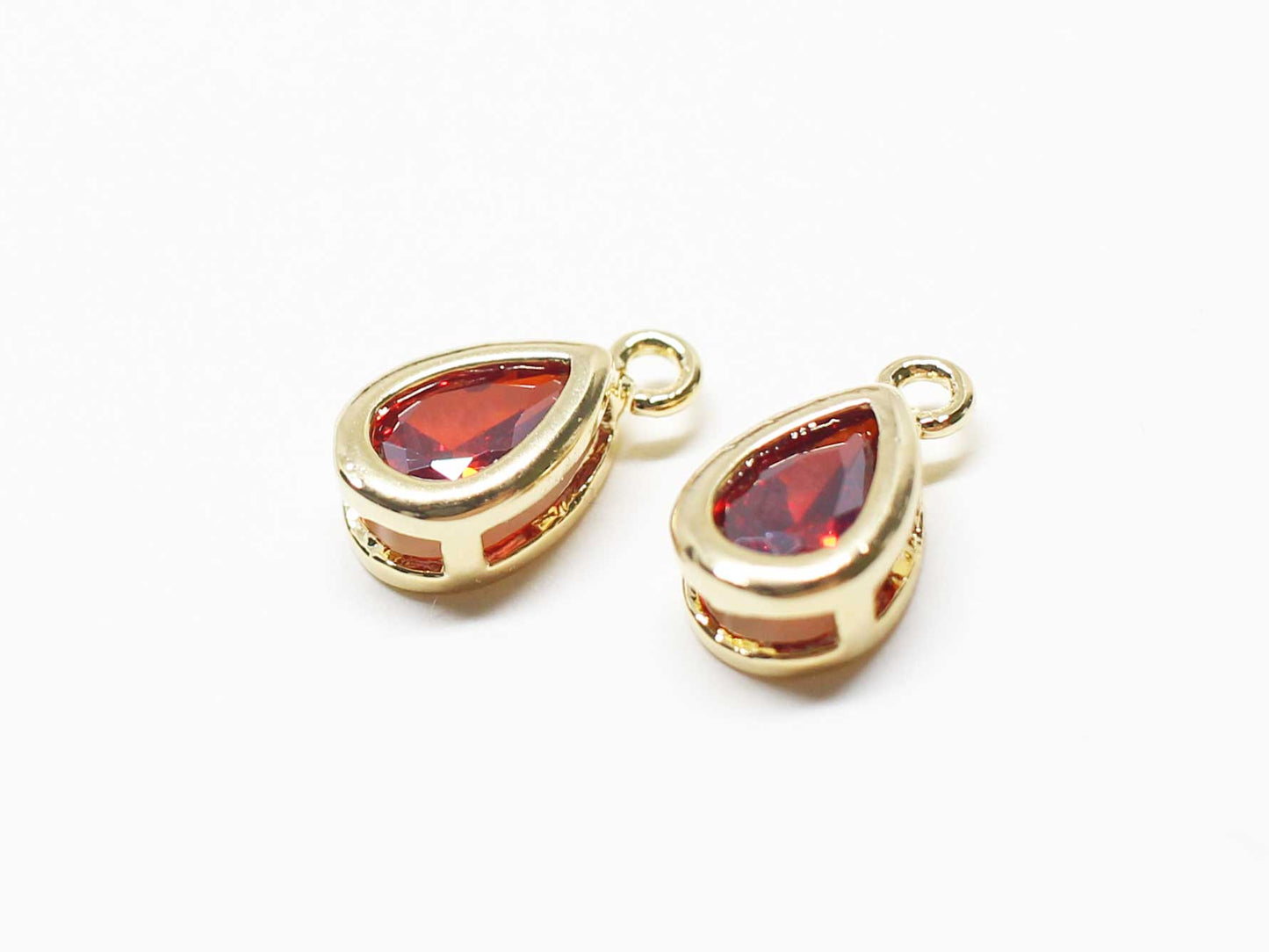 [P1020]2pcs/Birthstone Cubic Drop Charm Pendant/Brass/Gold/5.3x10mm