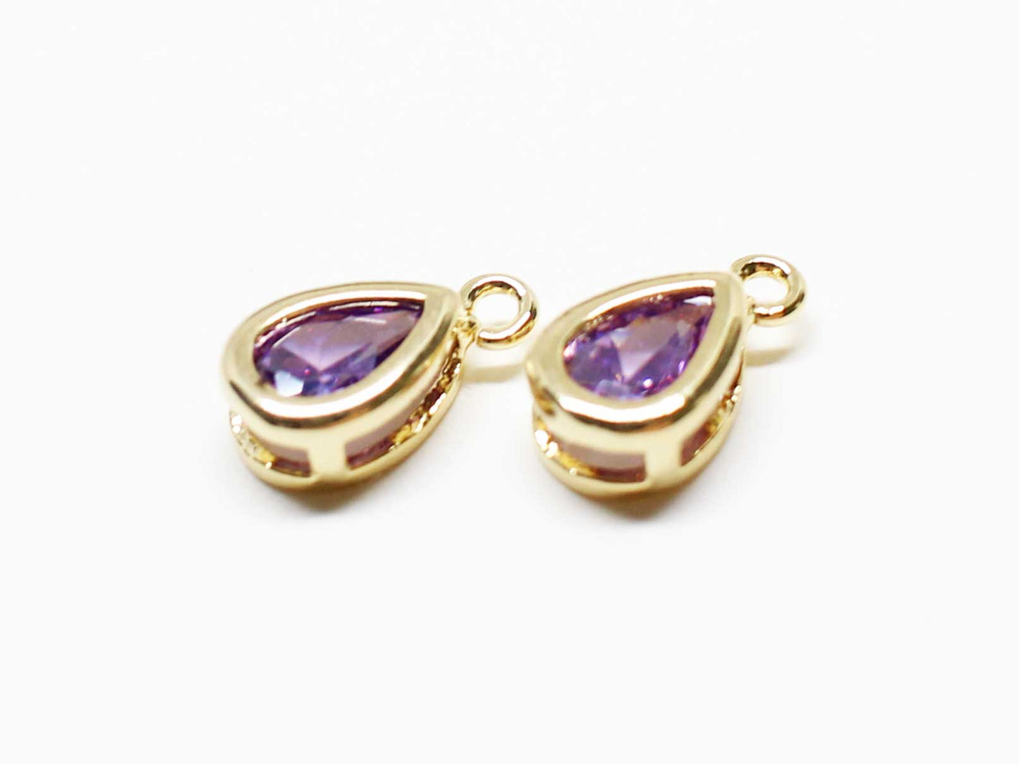 [P1020]2pcs/Birthstone Cubic Drop Charm Pendant/Brass/Gold/5.3x10mm