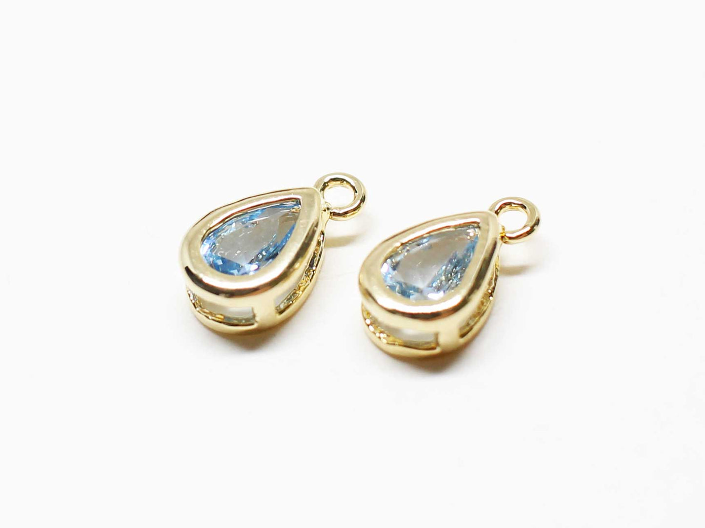 [P1020]2pcs/Birthstone Cubic Drop Charm Pendant/Brass/Gold/5.3x10mm