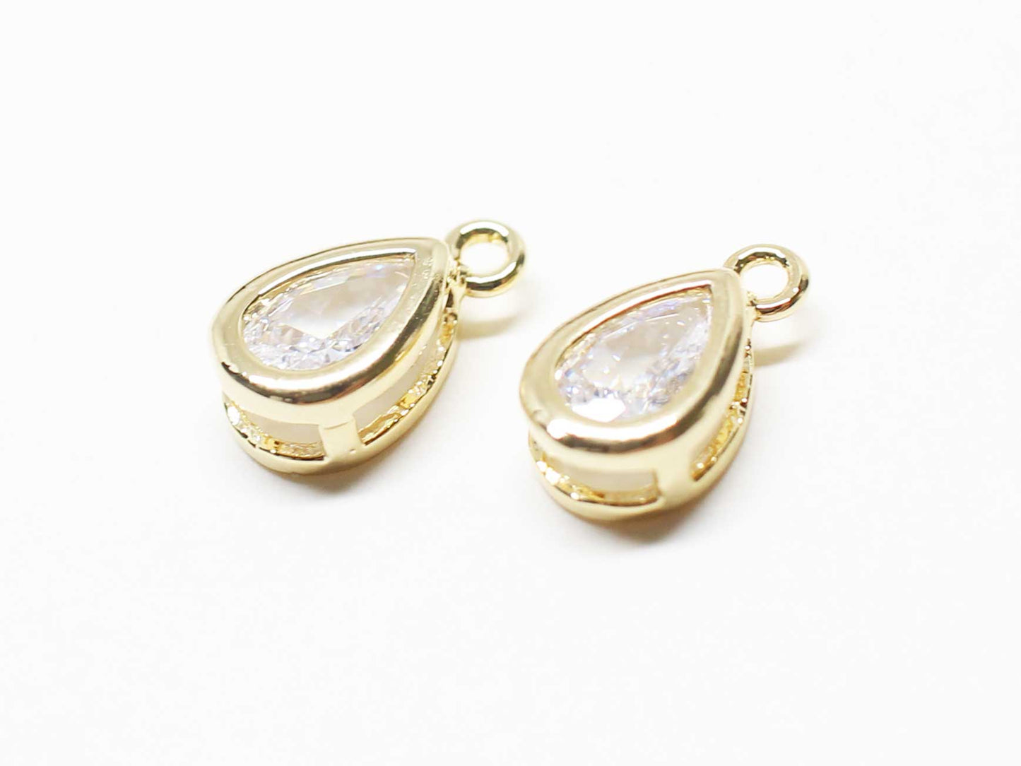 [P1020]2pcs/Birthstone Cubic Drop Charm Pendant/Brass/Gold/5.3x10mm